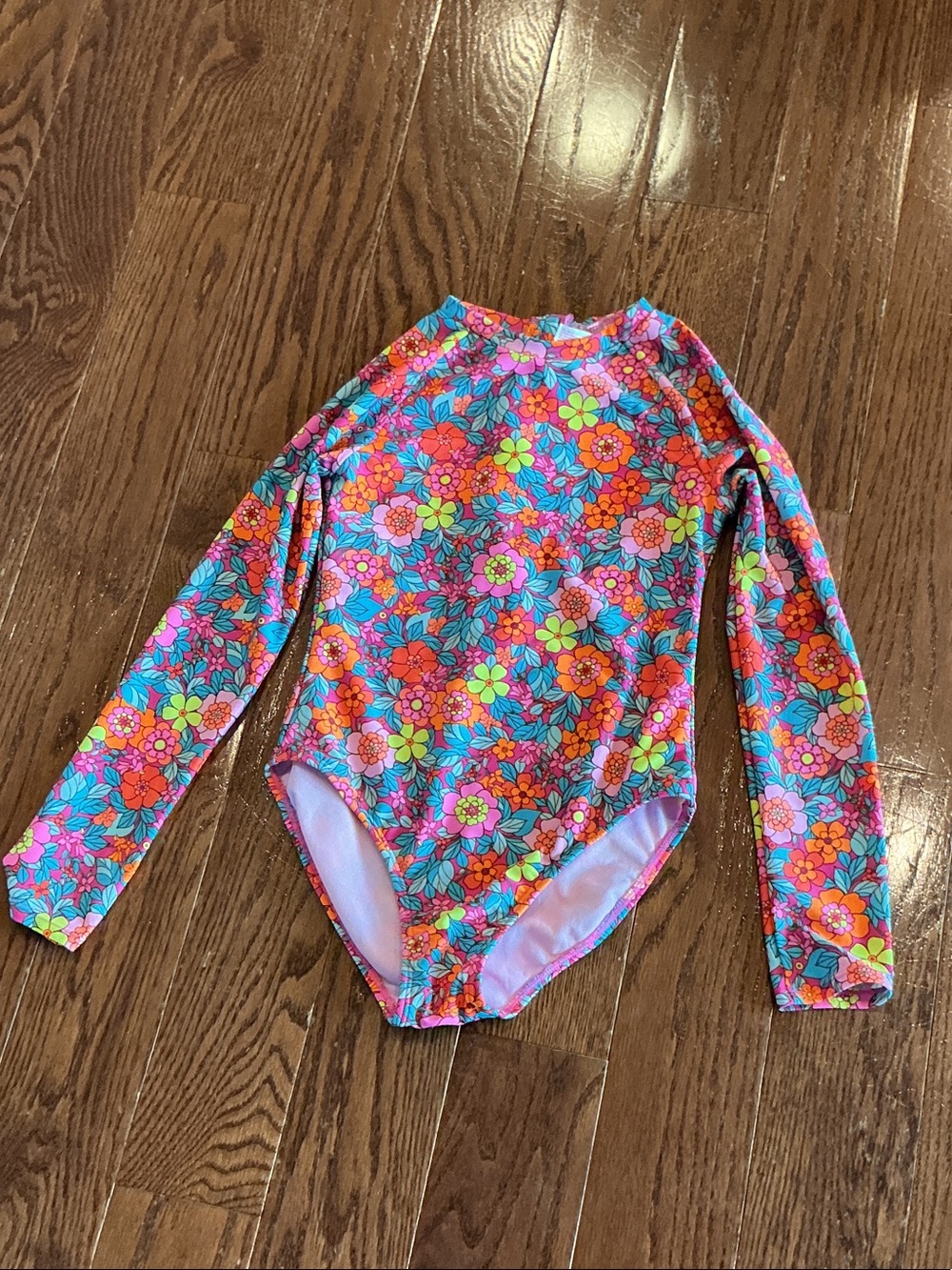 Cat & Jack Kids Long Sleeve Floral Rash Guard - Pink Multicolor